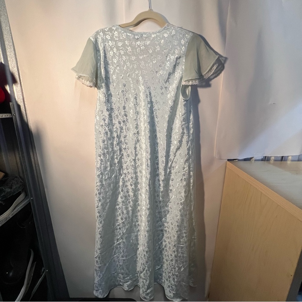 Vintage Oscar De La Renta capped sleeves Nightgown long Dress Size medium blue - Picture 7 of 8